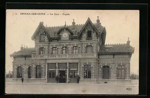 AK Epinay-sur-Seine, La Gare - Facade, Bahnhof
