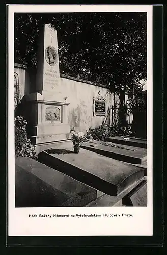 AK Prag / Praha, Hrob Bozeny Nemcové na Vysehradskem hrbitove v Praze