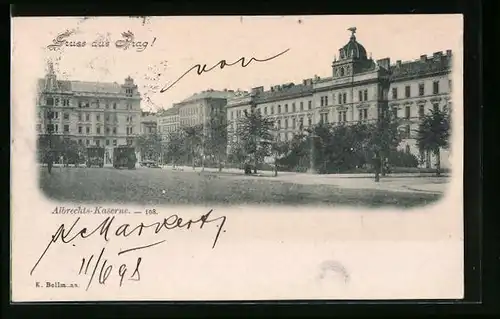 AK Prag / Praha, Strassenpartie an der Albrechtskaserne 108