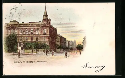Lithographie Prag / Praha-Král. Vinohradu, Radnice