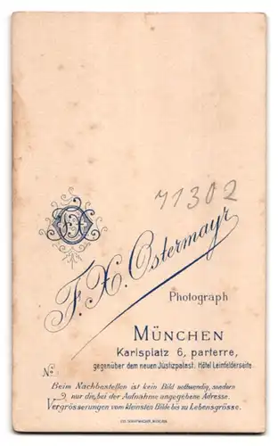 Fotografie F. X. Ostermayr, München, Karlsplatz 6, Soldat mit prächtigem Moustache in Uniform