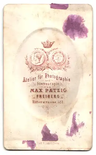 Fotografie Max Patzig, Freiberg, Ritterstr. 522, Junge Dame im karierten Kleid mit Kragenbrosche