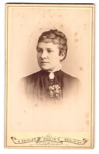 Fotografie Z. Zeidler, Berlin-SW, Jerusalemerstr. 59, Junge Dame mit hochgestecktem Haar und Kragenbrosche