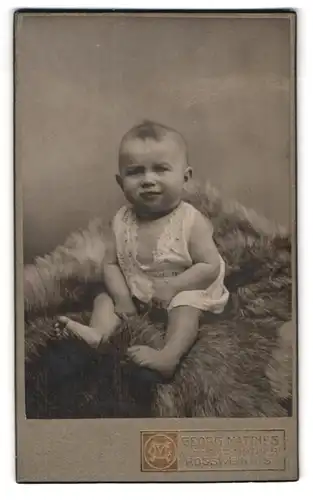 Fotografie Georg Matthes, Rosswein, Mittelstrasse 17, Baby auf Schafsfell