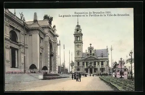AK Bruxelles, Exposition 1910, La grande terrasse