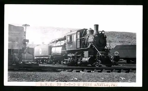 Fotografie Grayson, Longview, Ansicht Penn Argyle / PA, Dampflok Nr. 29 der Lehigh & New England, Eisenbahn USA