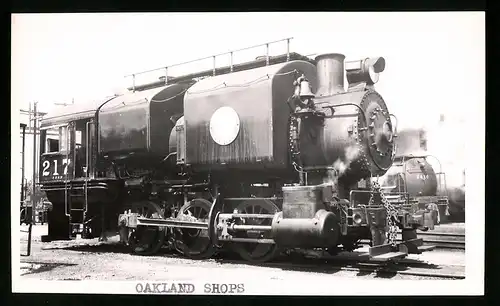 Fotografie unbekannter Fotograf, Ansicht Oakland / CA, Dampflok Nr. 21 der Southern Pacific Line, Eisenbahn USA