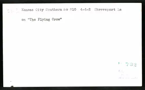 Fotografie Grayson, Longview, Ansicht Shreveport / LA, Dampflok Nr. 810 der Kansas City Southern on the Flying Crow