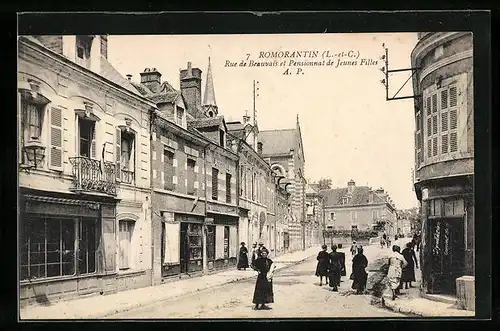 AK Romorantin, Rue de Beauvais et Pensionnat de Jeunes Filles