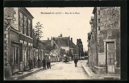 AK Marchenoir, Rue de la Gare, Strassenpartie