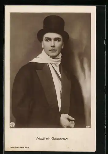 AK Schauspieler Wladimir Gaidarow mit Zylinder