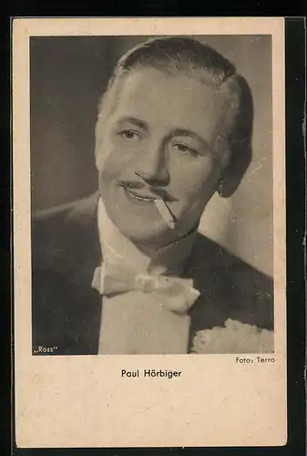 AK Schauspieler Paul Hörbinger mit Zigarette im Mund