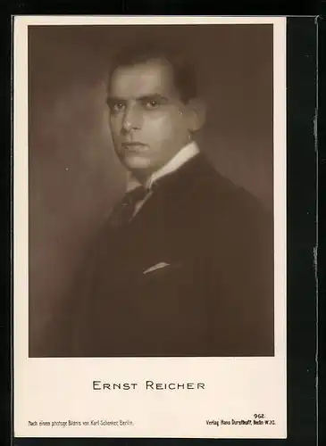 AK Schauspieler Ernst Reicher mit ernstem Gesicht