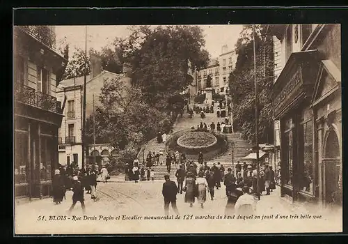 AK Blois, Rue Denis Papin et Escalier monumental