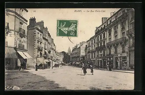 AK Blois, La Rue Porte-Côté, Strassenpartie