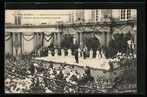 AK Blois, Fêtes de Blois, L`apothéose fleurie de la Muse M. Hamel de la Comédie-Francaise