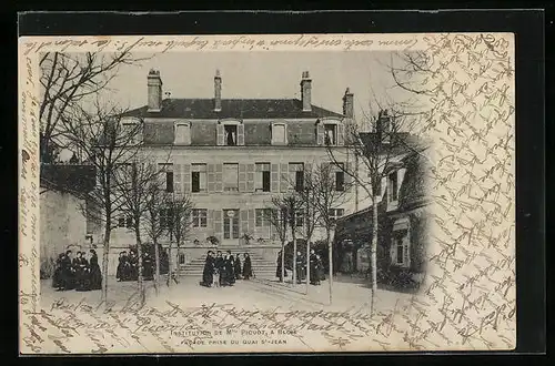 AK Blois, Institution de Mlle Piquot, Facade prise du Quai St-Jean
