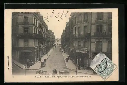 AK Blois, Rue Denis-Papin, prise de l`Escalier Monumental