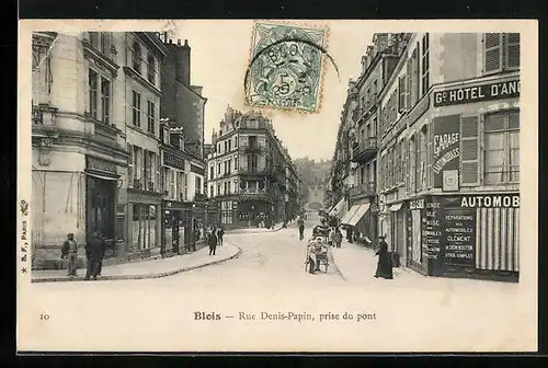 AK Blois, Rue Denis-Papin, prise du pont