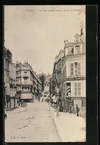 AK Blois, La Rue Denis Papin, prise du Pont