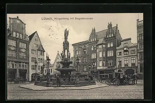 AK Lübeck, Klingenberg mit Siegesbrunnen