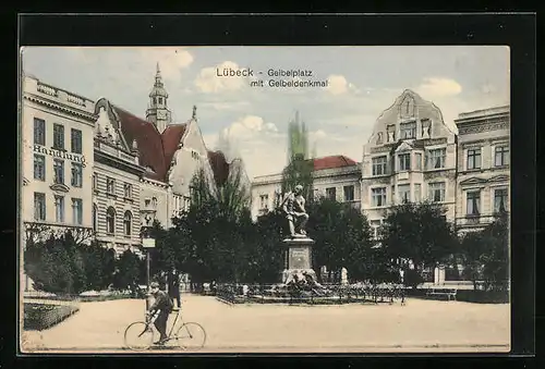 AK Lübeck, Geibelplatz mit Geibeldenkmal