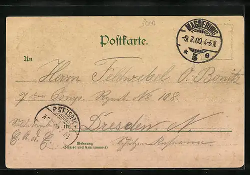 Lithographie Magdeburg, Kaiser Wilhelm-Denkmal