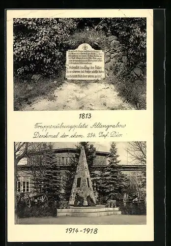 AK Altengrabow, Truppenübungsplatz, Denkmal der ehem. 234. Inf.-Div.