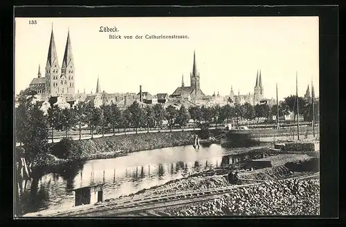 AK Lübeck, Blick von der Catharinenstrasse