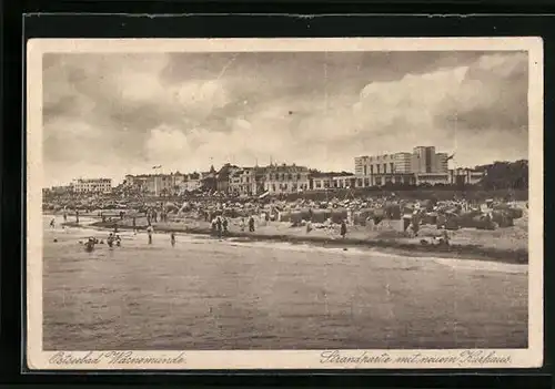 AK Warnemünde, Strandpartie mit neuem Kurhaus