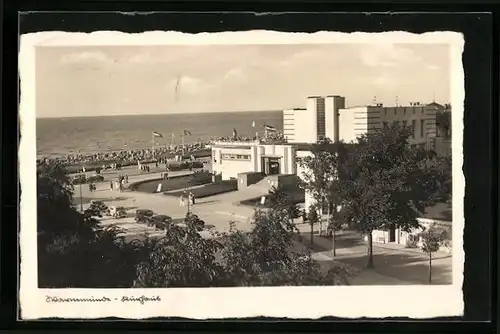 AK Warnemünde, Kurhaus aus der Vogelschau