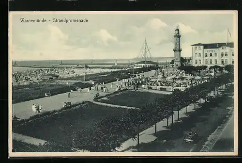 AK Warnemünde, Strandpromenade aus der Vogelschau