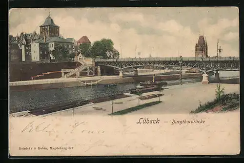 AK Lübeck, Blick auf die Burgthorbrücke