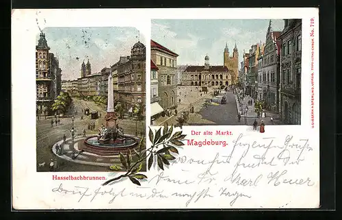 AK Magdeburg, Hasselbachbrunnen, Alter Markt