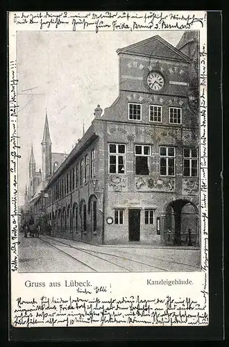 AK Lübeck, Strasse am Kanzleigebäude