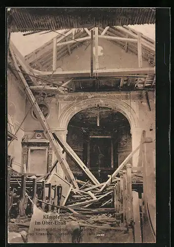 AK Brüninghofen, Innenansicht der zerstörten Kirche