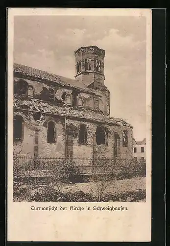 AK Schweighausen, Turmansicht der Kirche