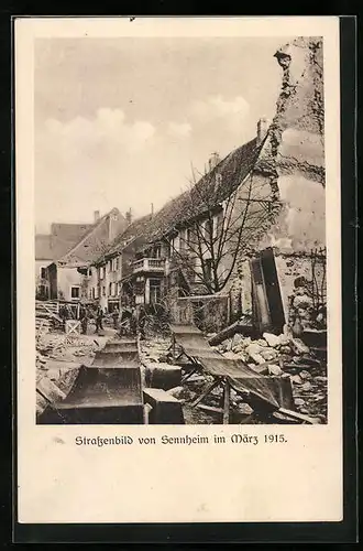 AK Sennheim, Strassenbild im März 1915