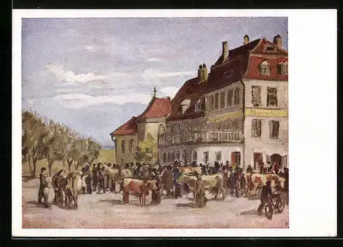Künstler-AK Altkirch, Blick auf den Viehmarkt