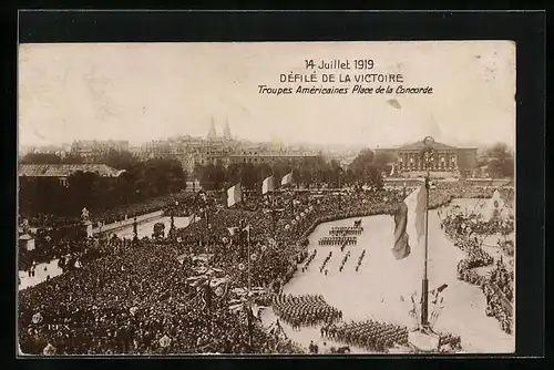 AK Fete de la Victoire 1919, Troupes Américaines, Place de la Concorde