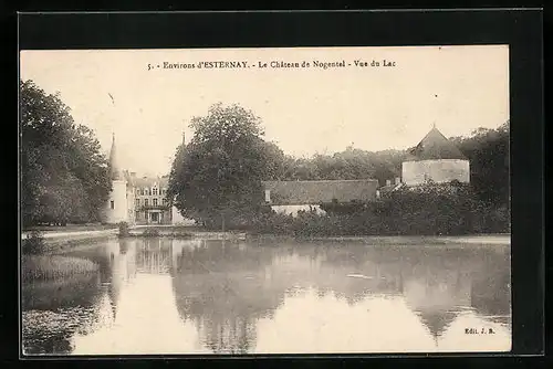 AK Esternay, Le Château de Nogentel, Vue du Lac