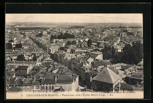 AK Chalons-sur-Marne, Panorama vers l`Eglise Saint-Loup