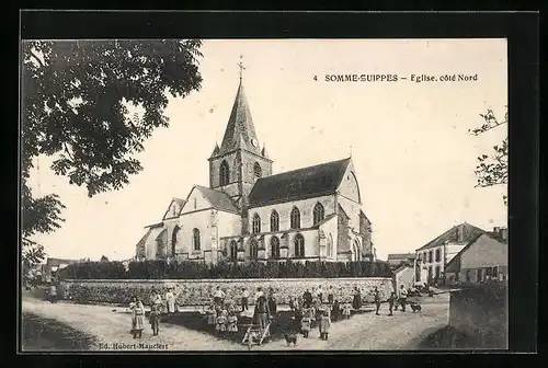 AK Somme-Suippes, Église, côté Nord