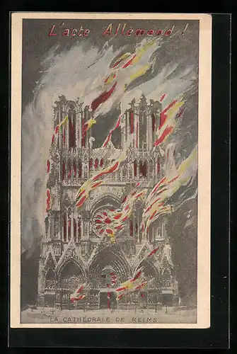 AK Reims, Le cathédrale, L`acte Allemand