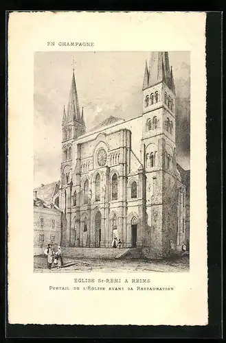 AK Reims, Église St-Rémi, Portail avant sa restauration