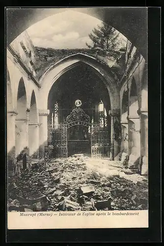 AK Maurupt, Intérieur de l`Église après le bombardement