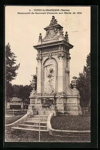 AK Vitry-le-Francois, Monument du Souvenir Francais aux Morts de 1870