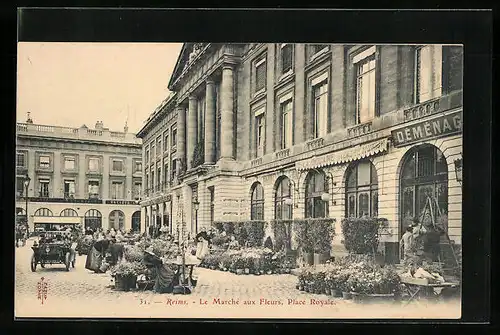 AK Reims, Le Marché aux Fleurs, Place Royale