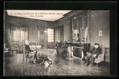 AK St-Martin-d`Ablois, La Refuge des Cheminots, Salon de Lecture