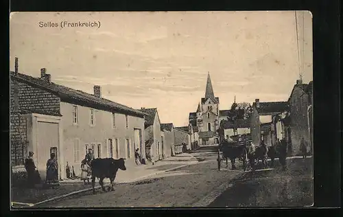 AK Selles, Une Rue avec l`Eglise